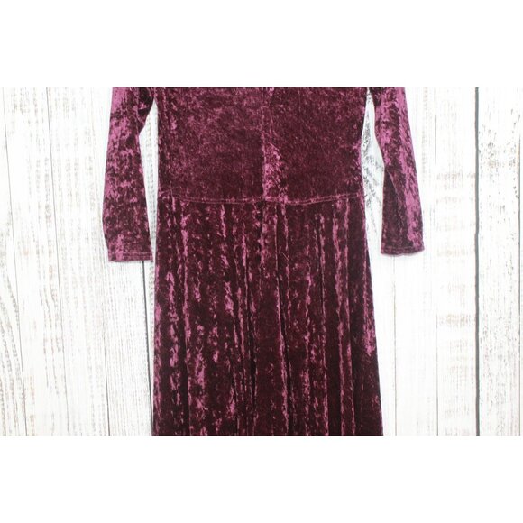 Vintage Rabbit Rabbit Rabbit Maroon Velvet Stretch Maxi Dress Size 12 - Picture 9 of 11